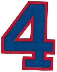 Nažehľovacie vyšívané čísla - štvorka modrá výška 8 cm